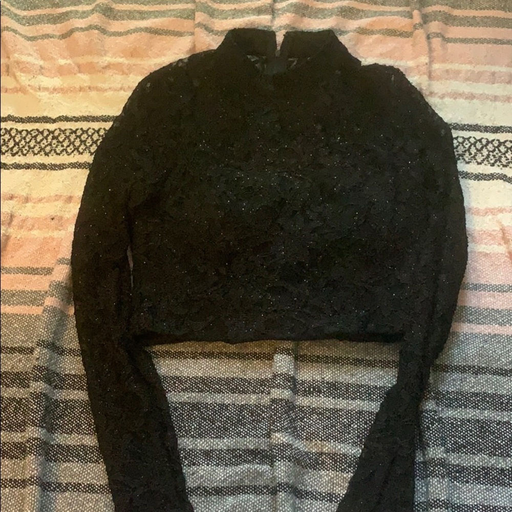Sparkly turtleneck crop top